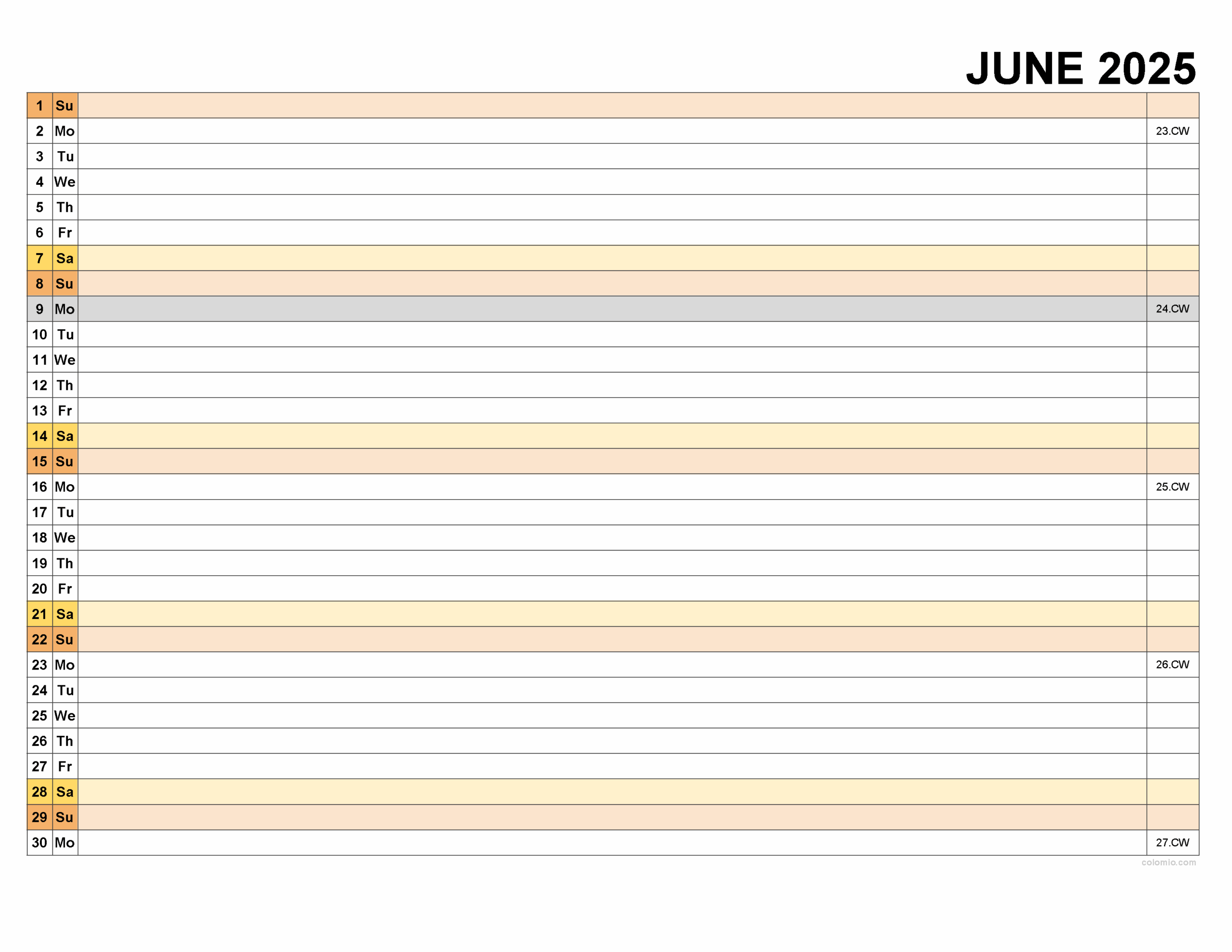Printable Schedule June 2025