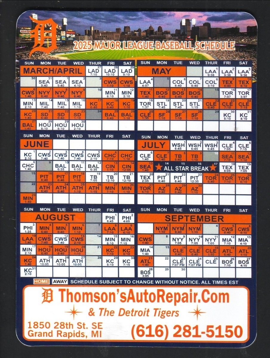 Detroit Tigers Schedule Printable 2025