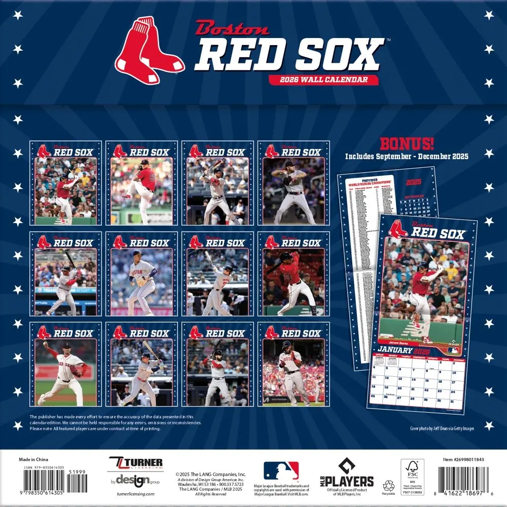 MLB Boston Red Sox 2026 Wall Calendar Calendars