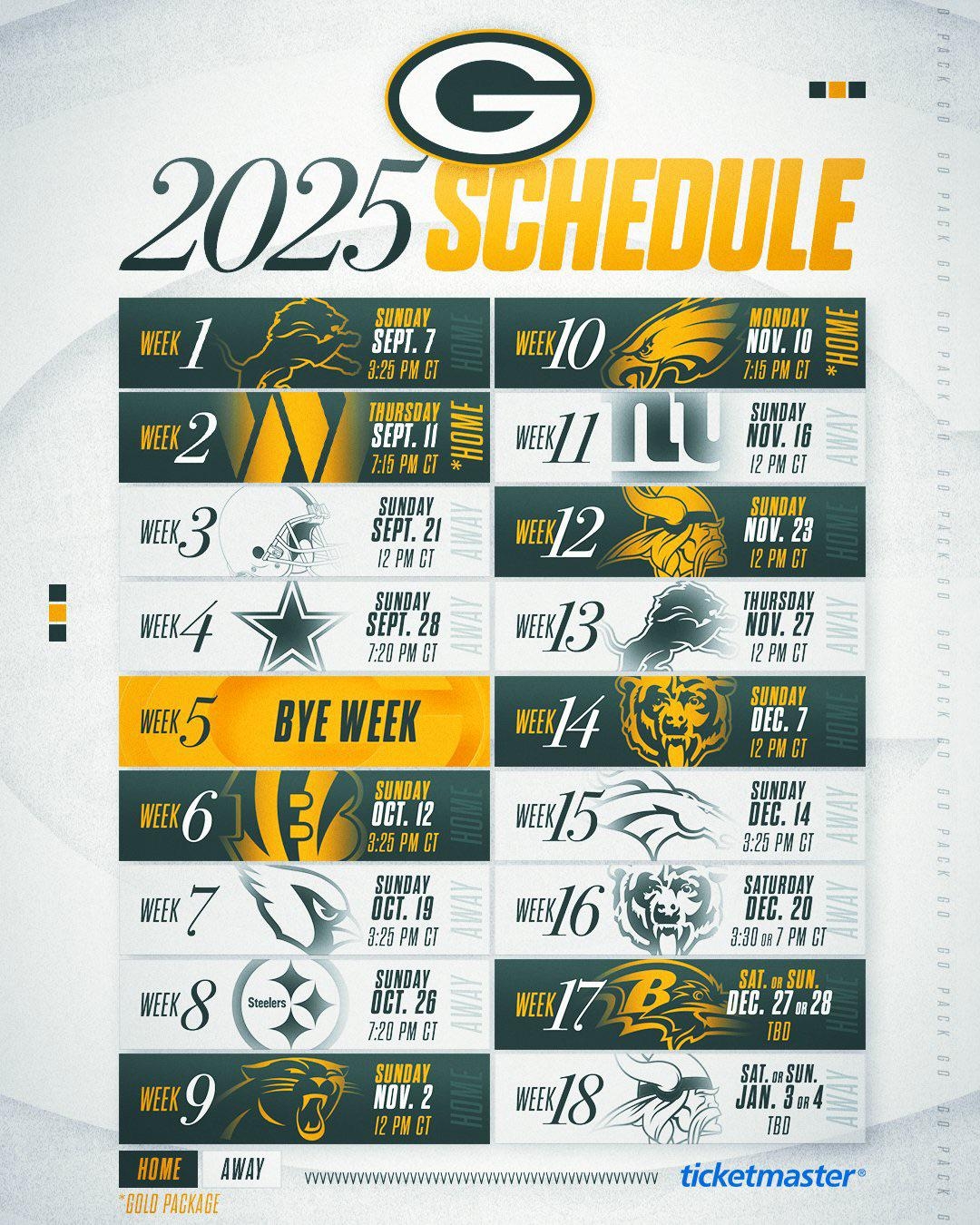Packers 2025 Schedule R GreenBayPackers