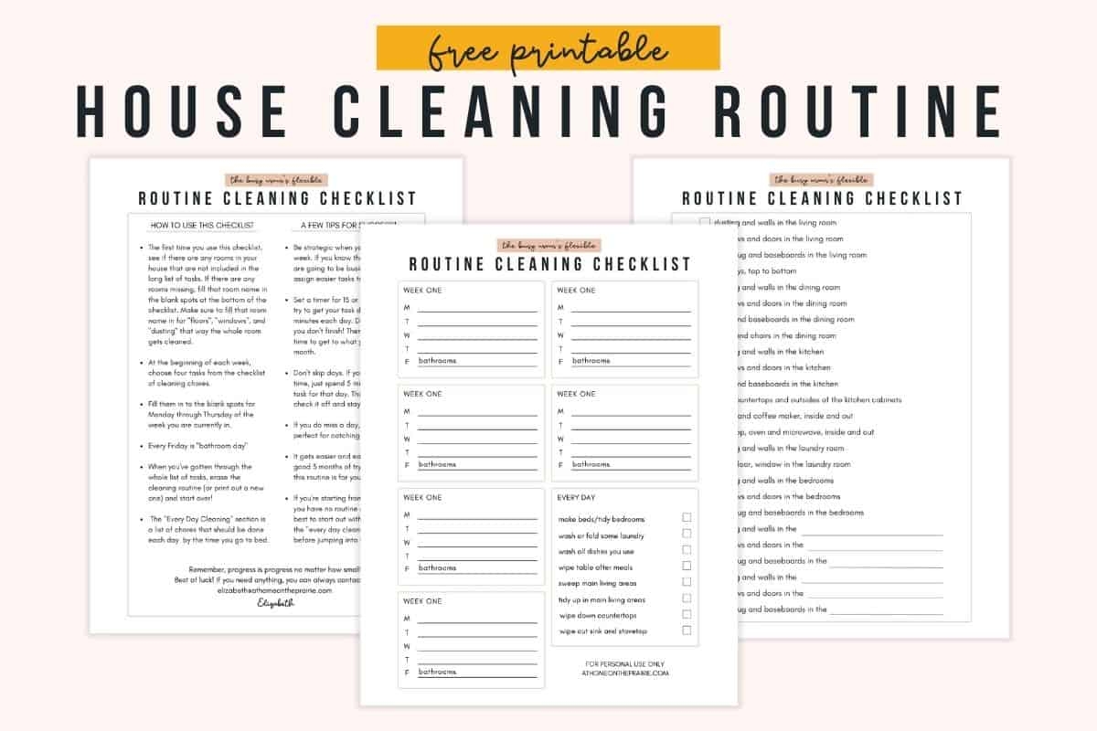 realistic cleaning schedule for busy moms free printable
