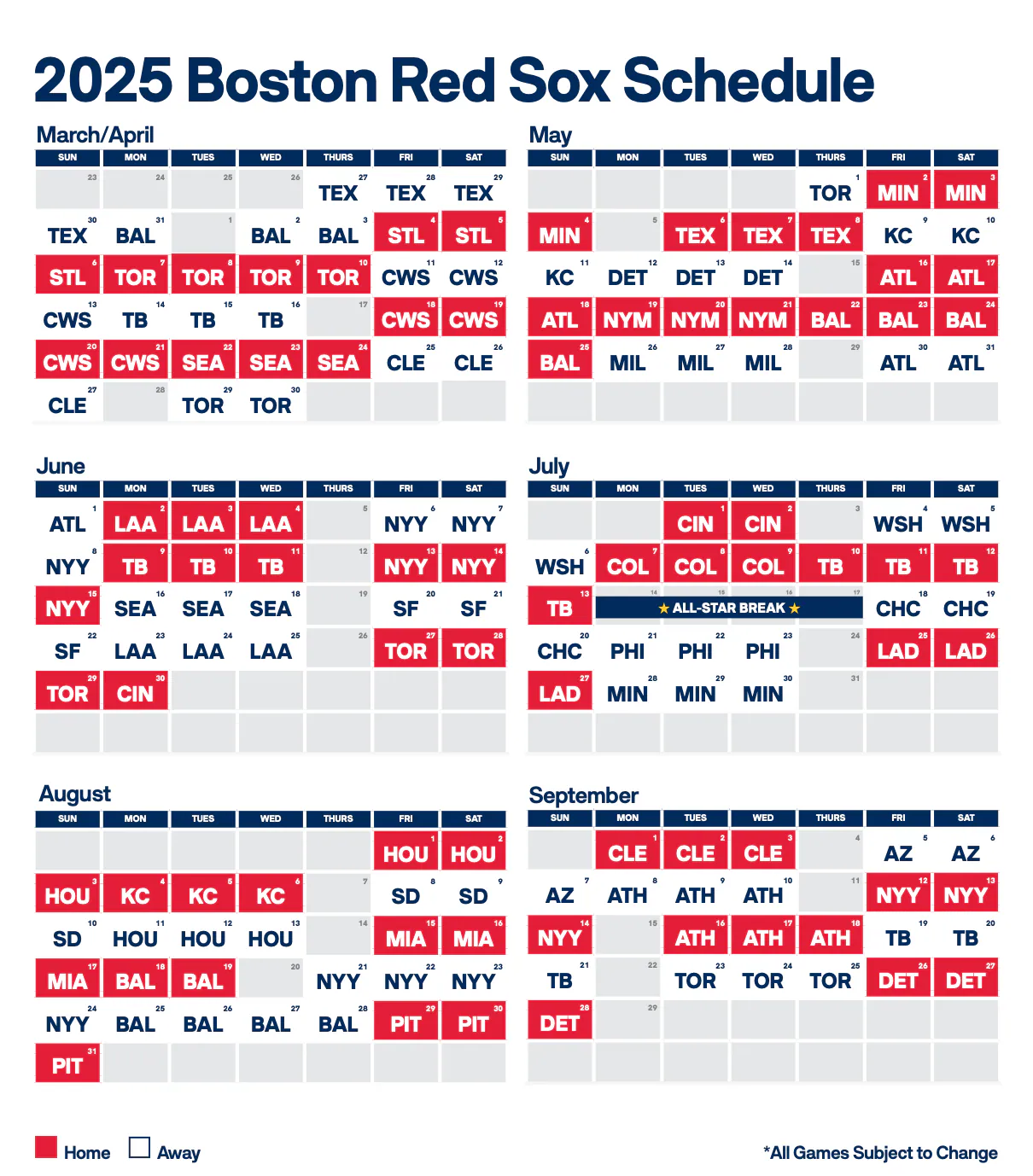 Red Sox Release 2025 Schedule With Opening Day Set For March 27 On The Road Masslive