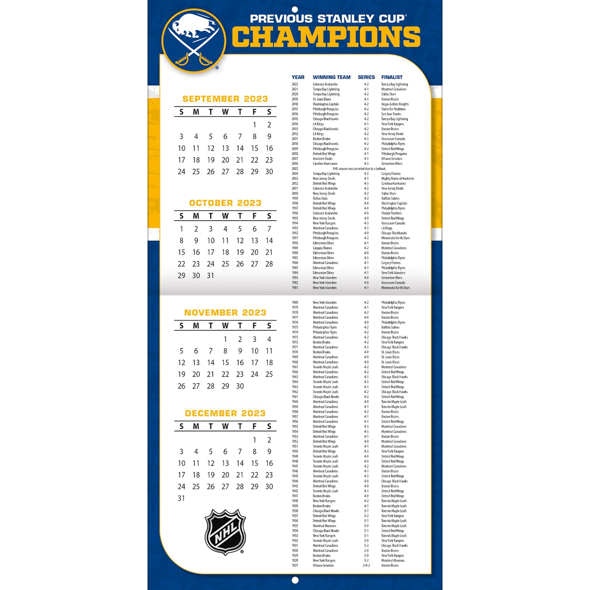 Turner Sports Buffalo Sabres 2024 12X12 Team Wall Calendar 24998011933 Amazon ca Office Products