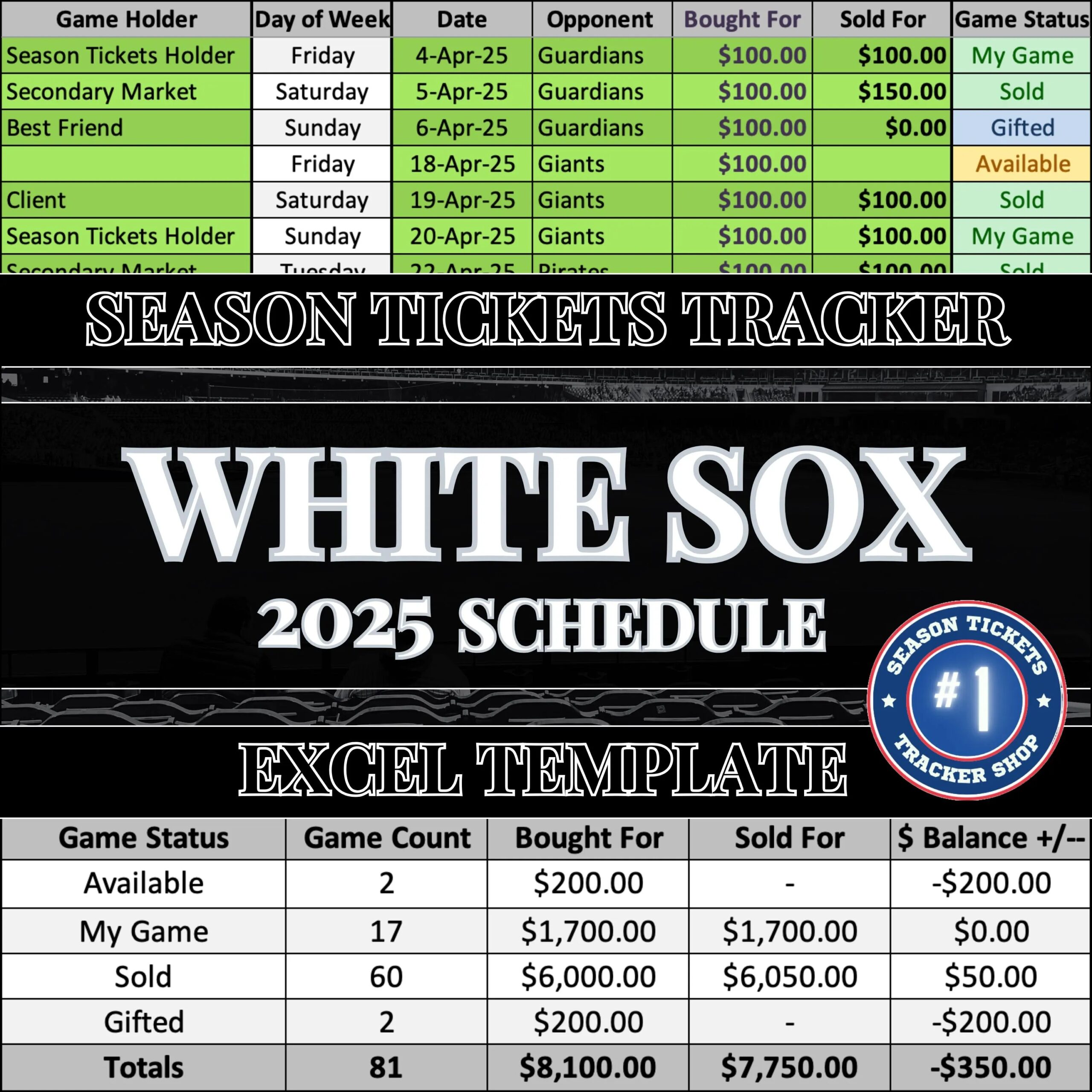 White Sox Schedule Season Tickets Tracker Etsy